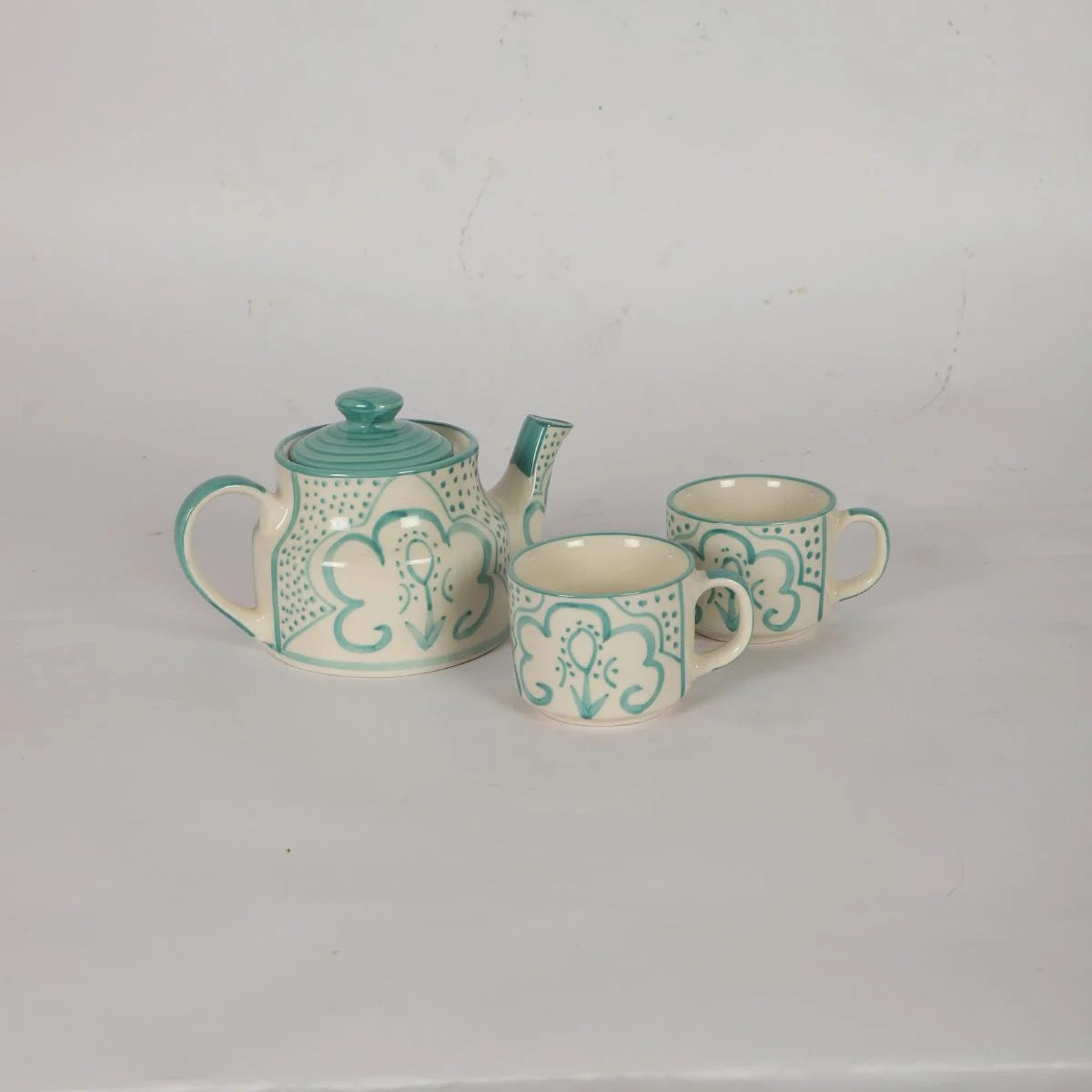 Aquamarine Ceramic Tea Set with Kettle Perfect for Tea Lovers