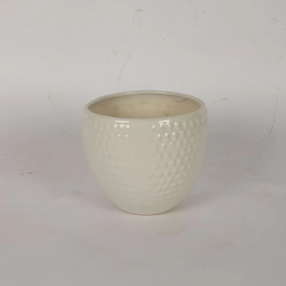 Oval Shape Big Dot Ceramic Pot White – Decorative Planter