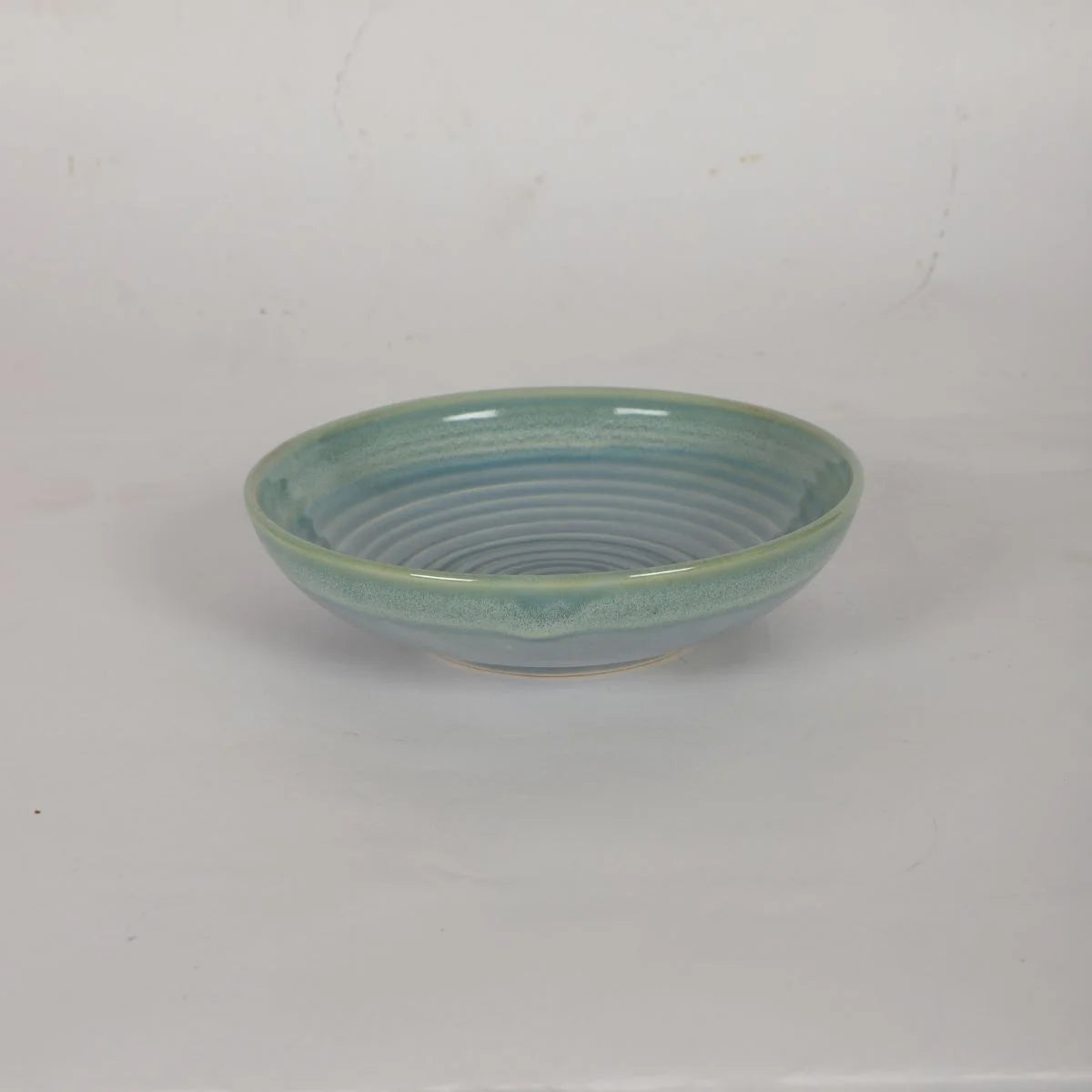 Aqua Spiral Ceramic Serving Bowl Elegant Tableware for Entertaining