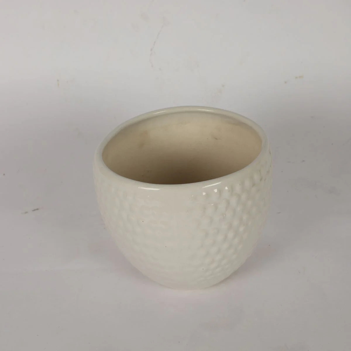 Oval Shape Big Dot Ceramic Pot White – Decorative Planter