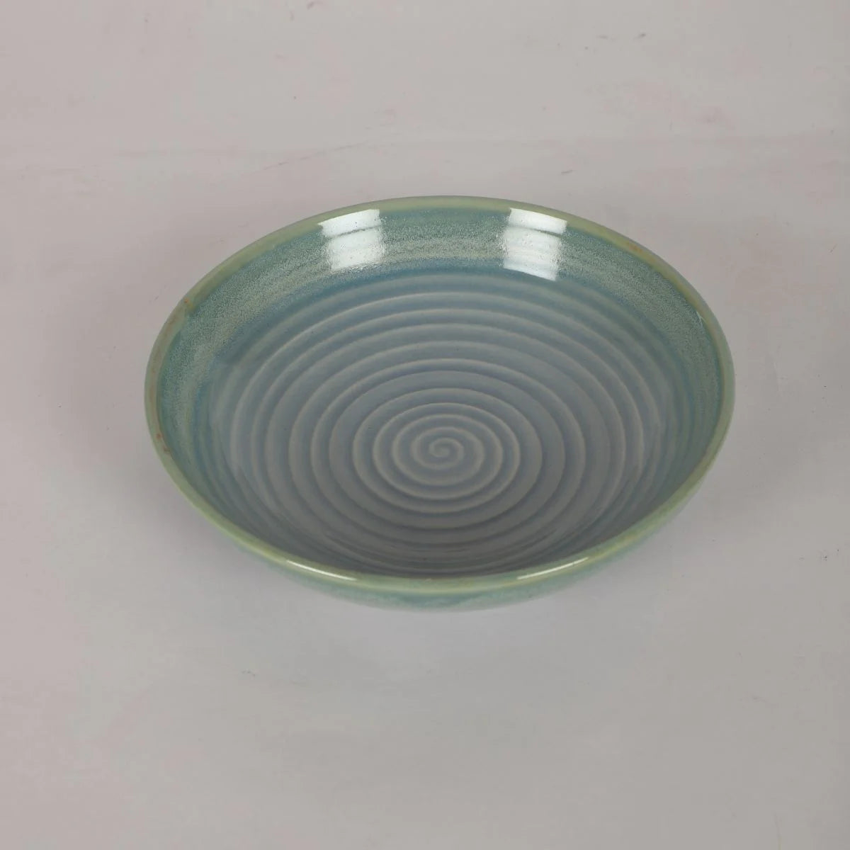 Aqua Spiral Ceramic Serving Bowl Elegant Tableware for Entertaining