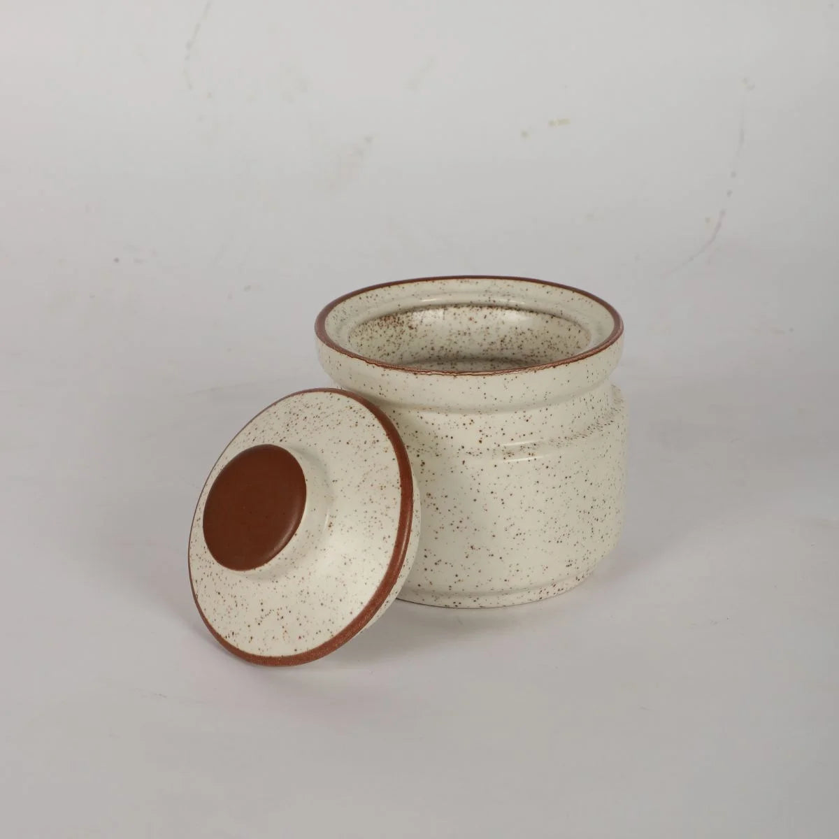 Ceramic Brown and White Burni Jar Rustic Storage and Decor