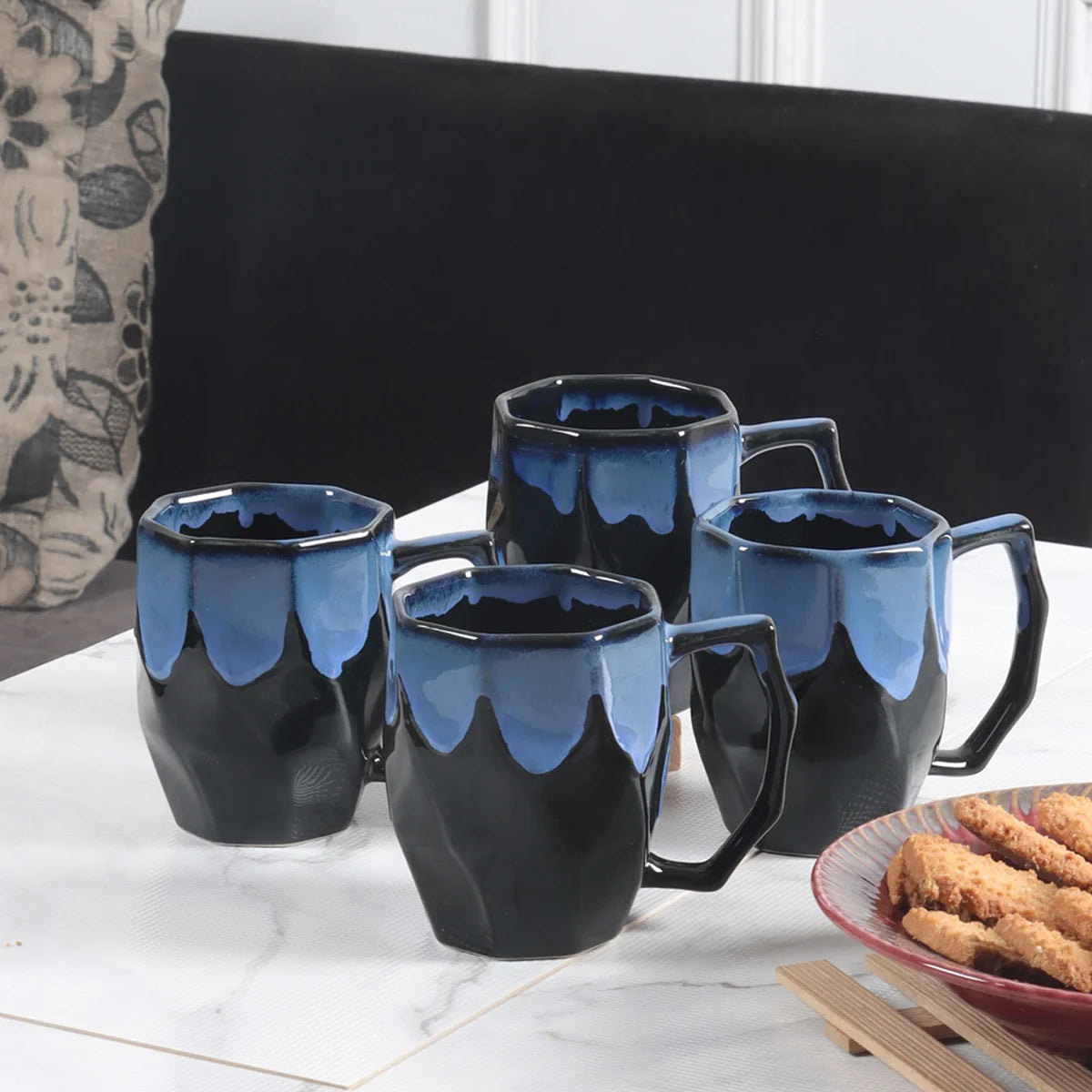 Isobel Ceramic Blue Cup set for kitchen.